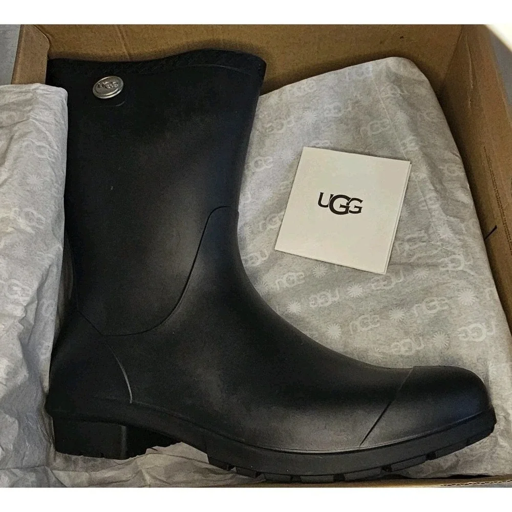 Ugg NIB Black Sienna Matte Rain Boots Women's Size 11 - Picture 7 of 8